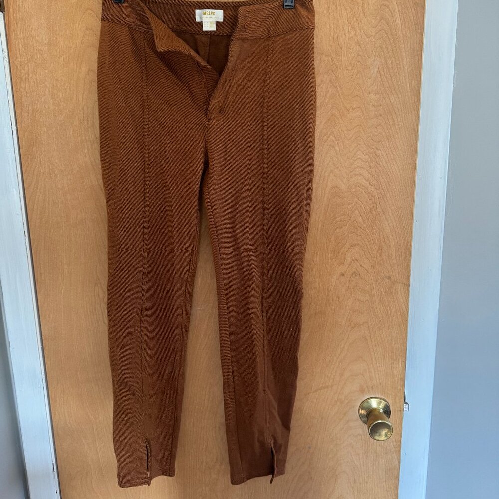 Maeve by Anthropologie Front Seam, Split Hem, Burnt Orange Pants